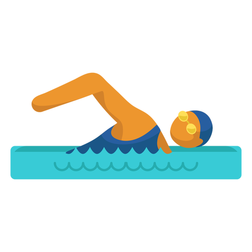 Hombre nadando plano Diseño PNG