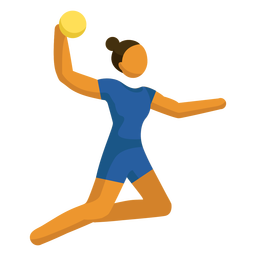 Mujer jugando voleibol posando plana Diseño PNG