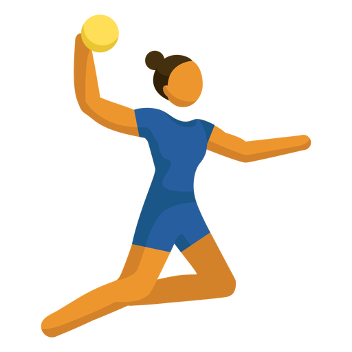 Mujer jugando voleibol posando plana Diseño PNG