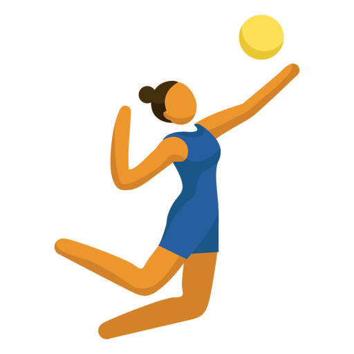 Frau, die Volleyball spielt und Sportpiktogramm serviert PNG-Design