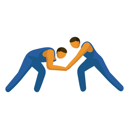 Men wrestling flat PNG Design