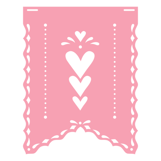 Papel picado ribbon hearts flat PNG Design