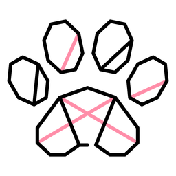 Polygon paw print stroke PNG Design