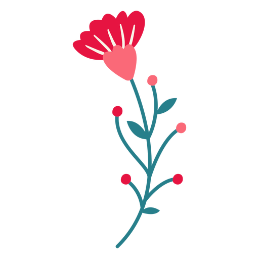 Bot?es de flores de primavera folhas m?ltiplas planas Desenho PNG