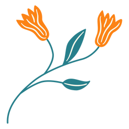 Flores de primavera hojas planas Diseño PNG