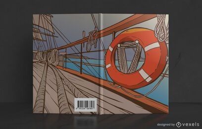 Diseño de portada de libro de cubierta de barco