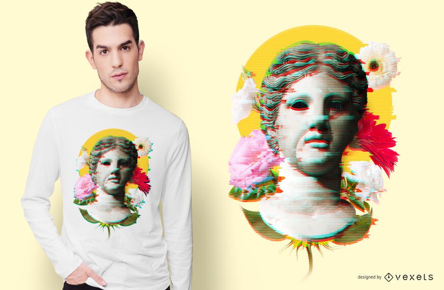 Woman Statue Glitch T-shirt Design Woman Statue Glitch T-shirt Design