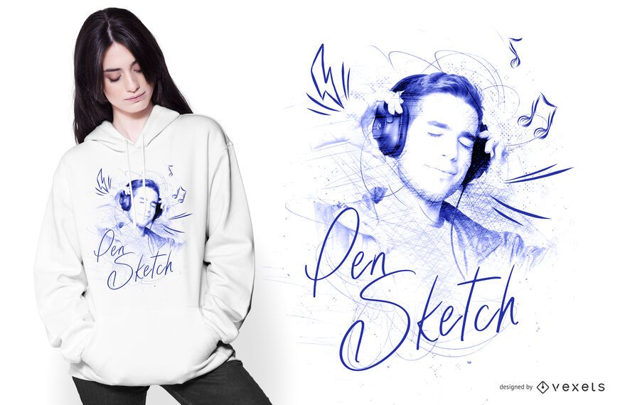 Diseño de camiseta de dibujo de boceto a pluma Diseño de camiseta de dibujo de boceto a pluma