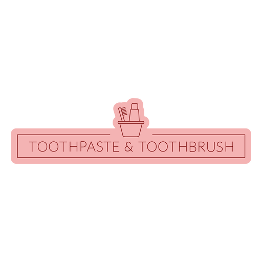 Bathroom label toothpaste toothbrush flat PNG Design