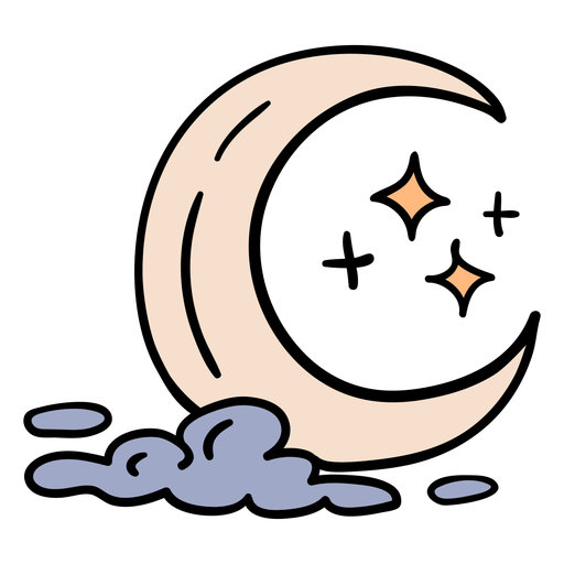 Magic crescent moon hand drawn PNG Design