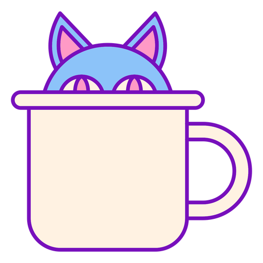 Trazo de taza de gato de color mago Diseño PNG