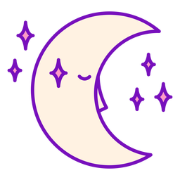 Magician colored crescent moon stroke PNG Design