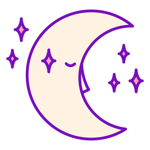 Magician colored crescent moon stroke PNG Design
