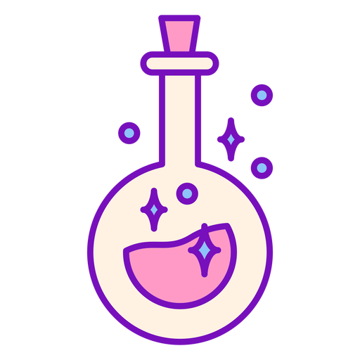 Magician colored potion bottle round stroke PNG Design