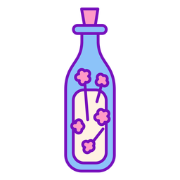 Magician colored flower oil bottle stroke PNG Design