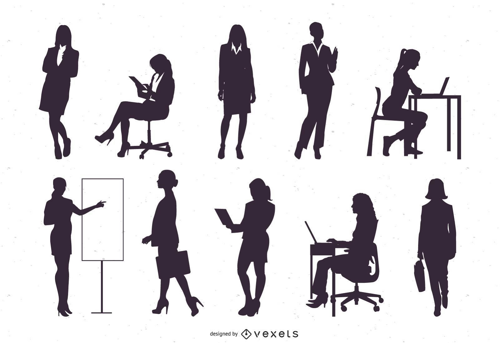 Business women silhouette set