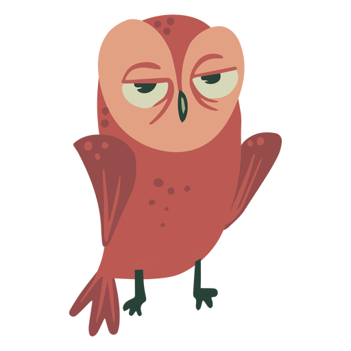 Owl brown eyes half open flat PNG Design