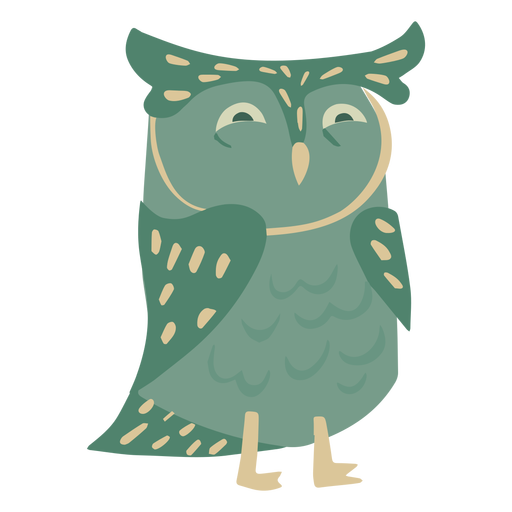 Owl green eyes half open flat PNG Design