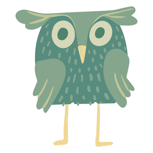 Owl green eyes wide flat PNG Design