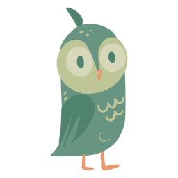 Búho ojos verdes anchos pequeños planos Diseño PNG