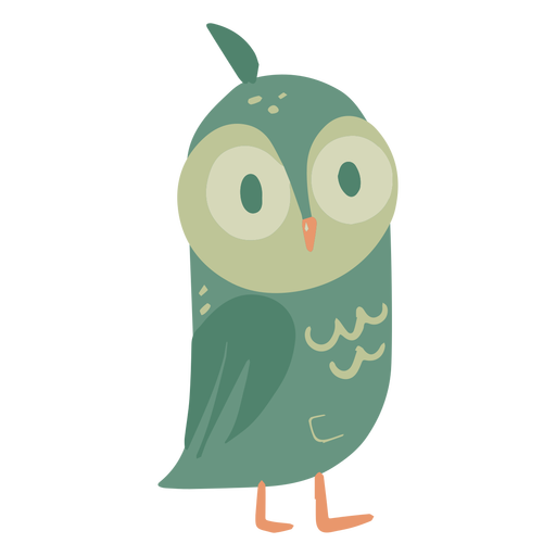 Owl green eyes wide small flat PNG Design