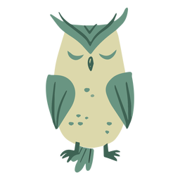 Owl green sleeping quietly flat PNG Design