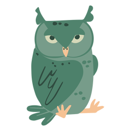 Coruja verde olhando fixamente Desenho PNG