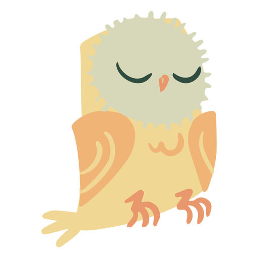 Owl yellow eyes closed flat PNG Design