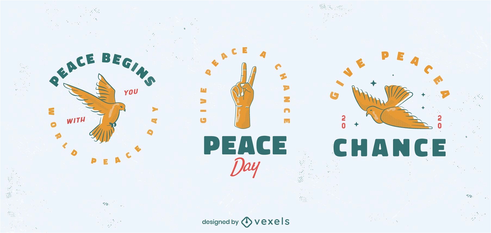 conjunto de emblemas do dia da paz