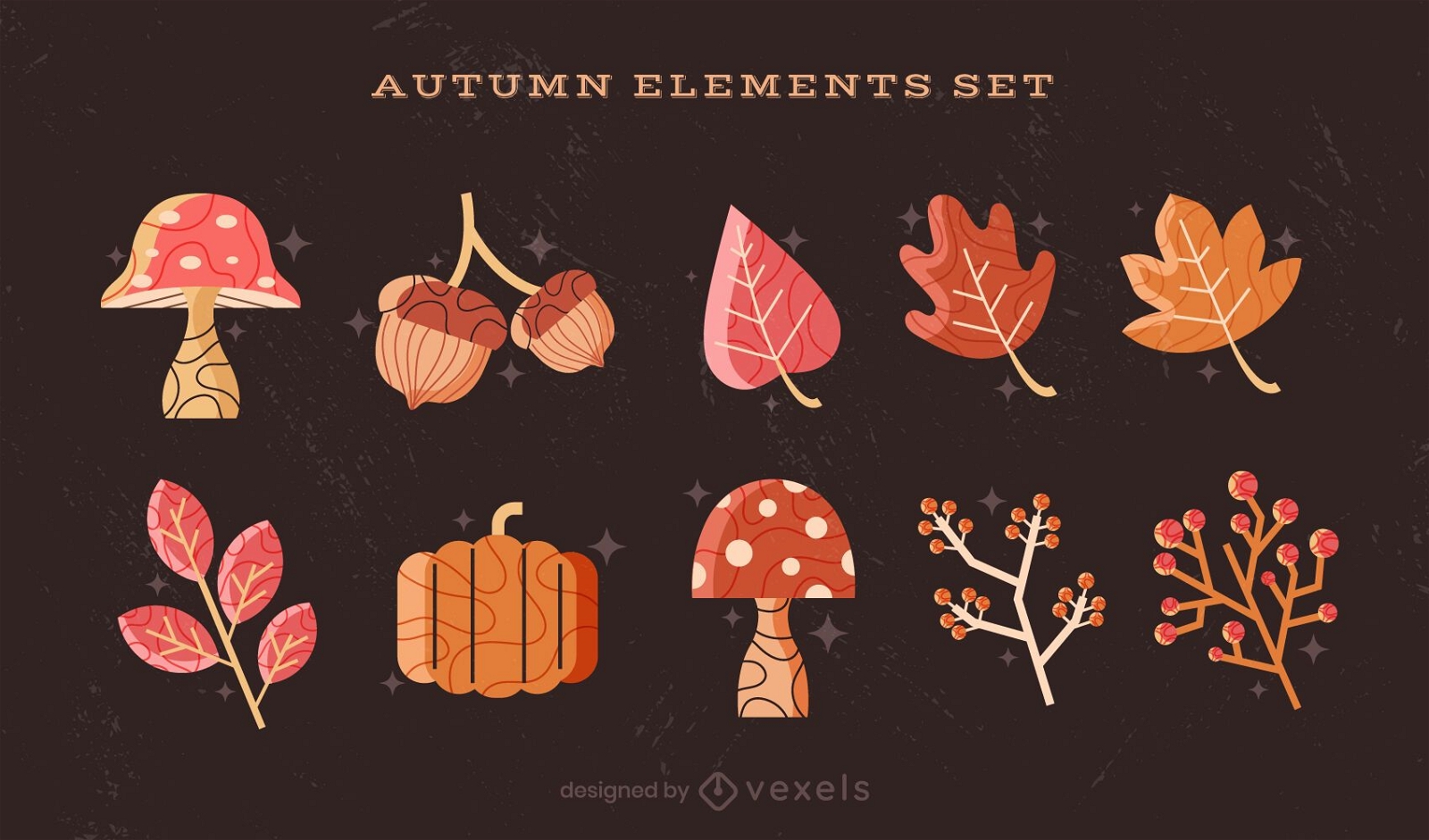 Autumn season nature elements collection set