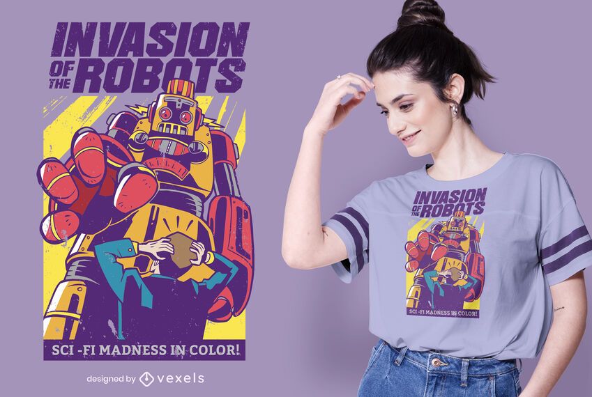 diseño de camiseta de invasión de robots diseño de camiseta de invasión de robots