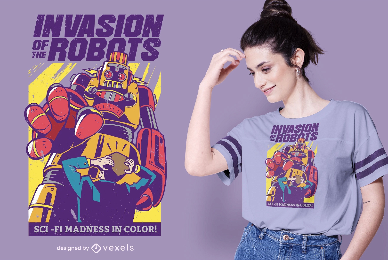 invasion of robots tshirt design