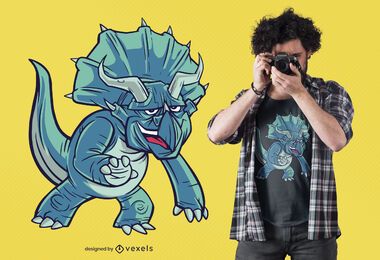 diseño de camiseta de dinosaurio triceratops
