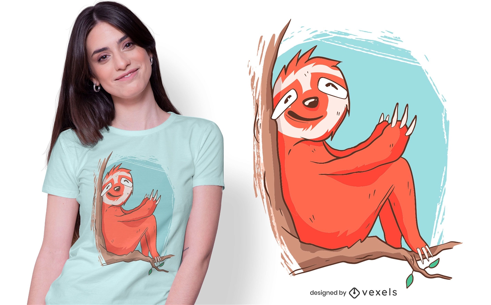cute sloth sitting t-shirt design
