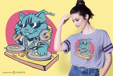 Cooles Cat DJ T-Shirt Design