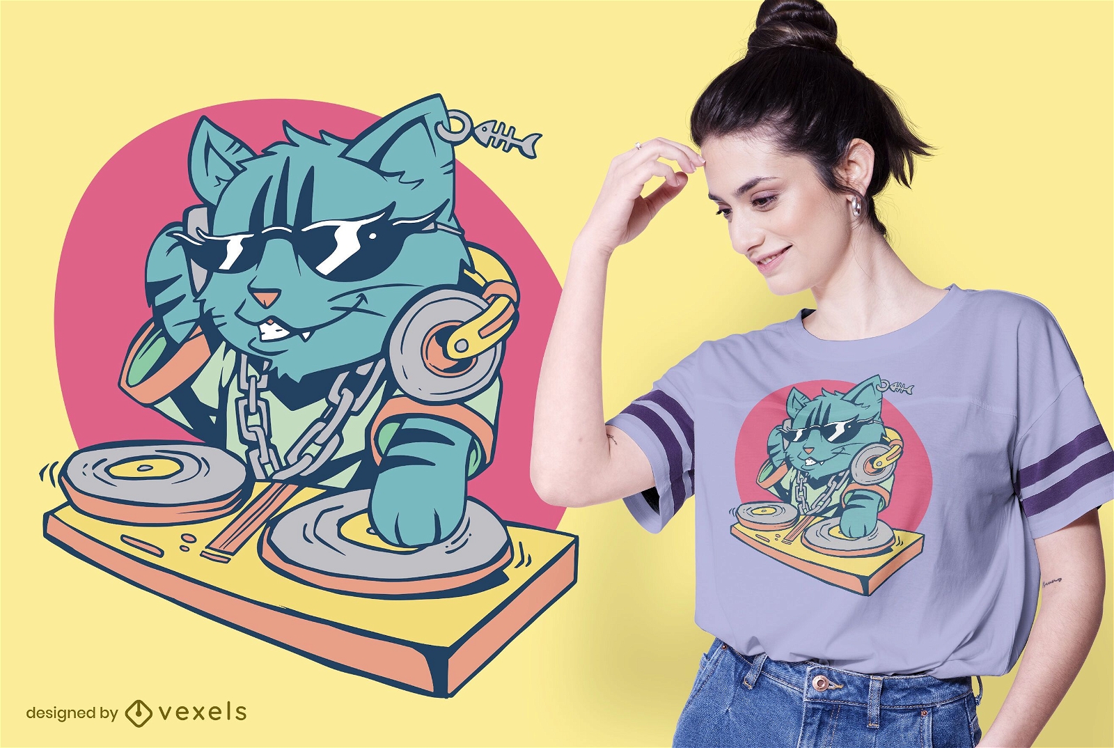 Cool Cat DJ T-shirt Design
