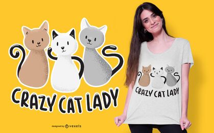 design de t-shirt senhora louca gato design de t-shirt senhora louca gato