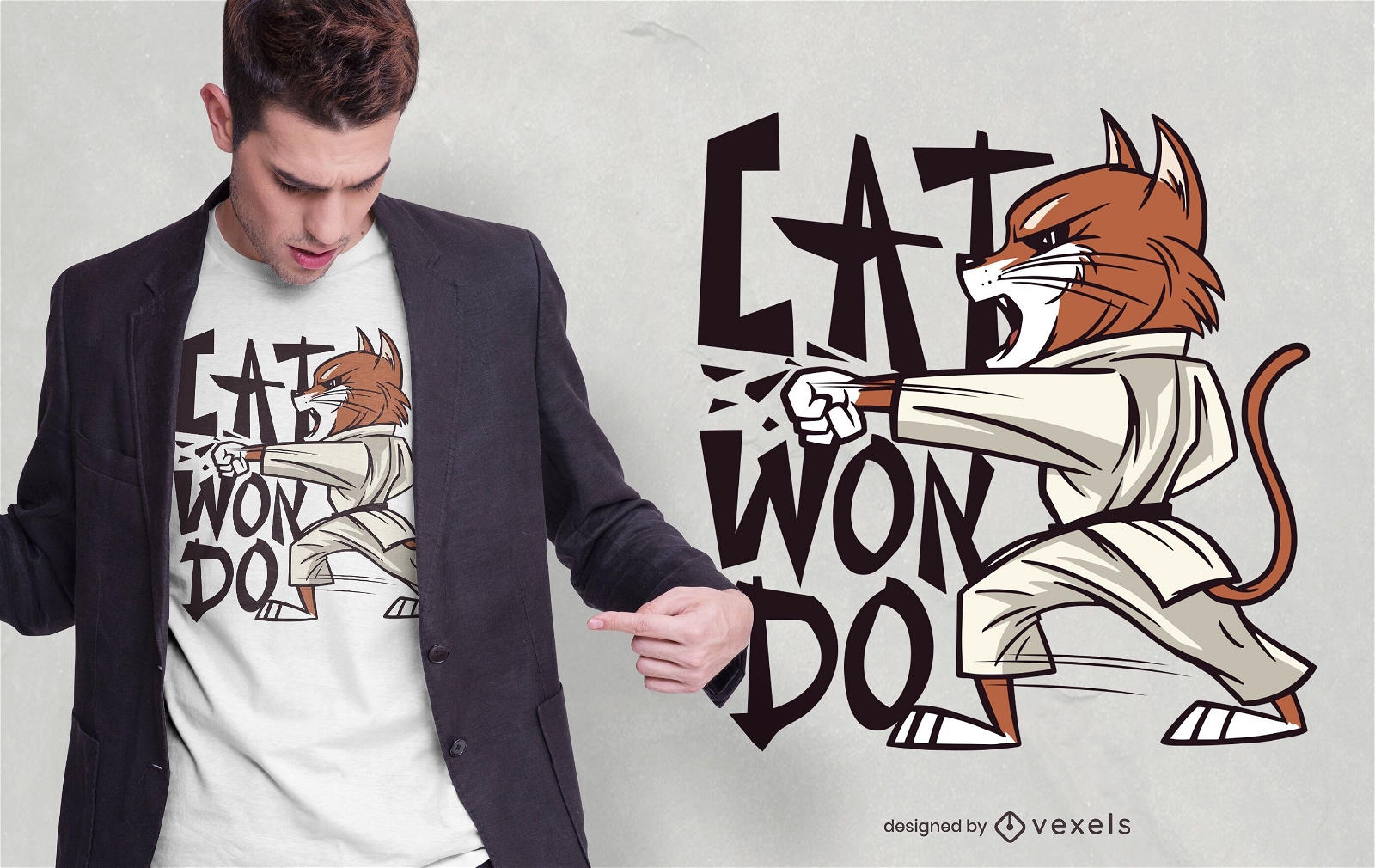 Design de camisetas para gatos de taekwondo
