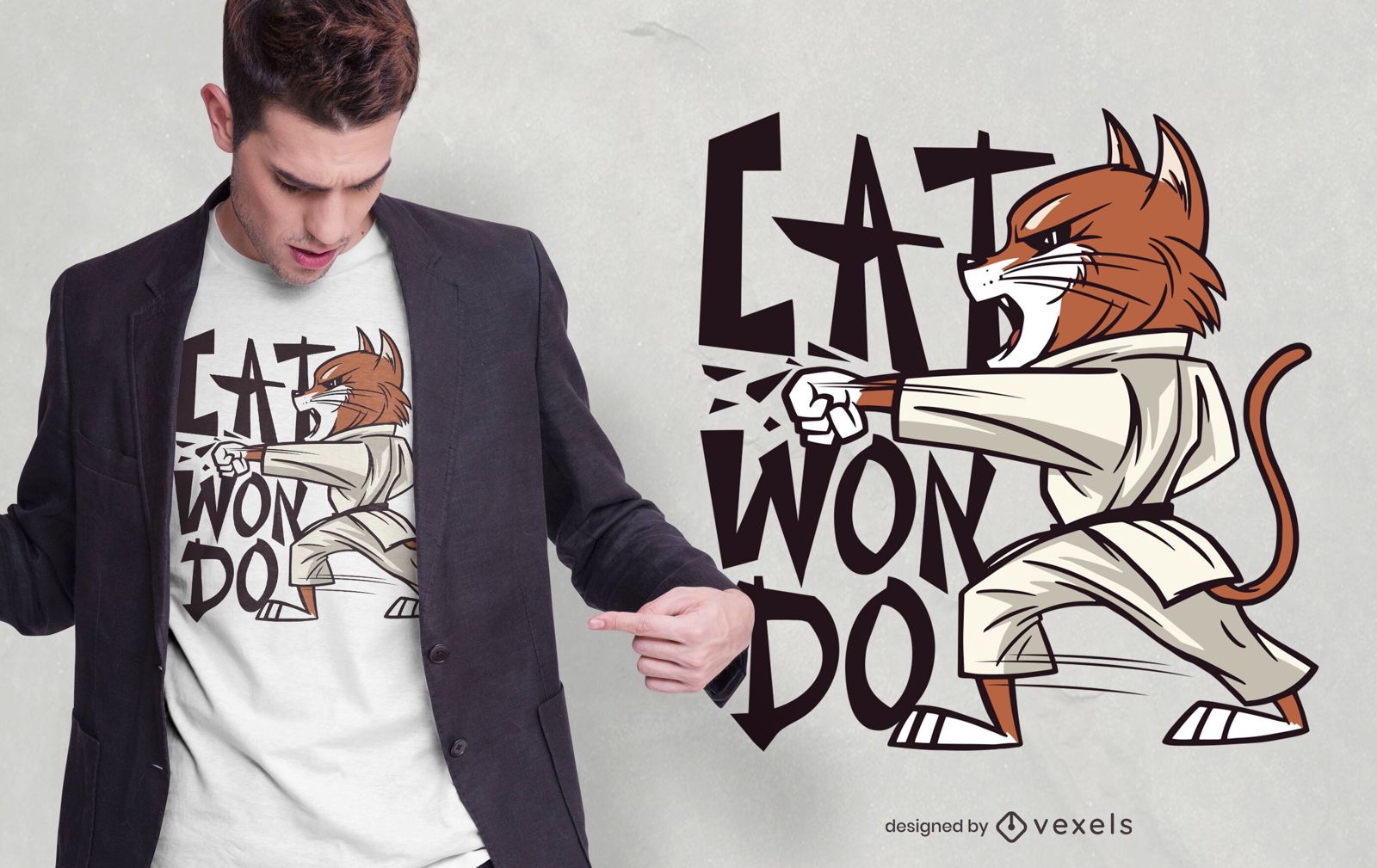 Dise?o de camiseta de gato Taekwondo