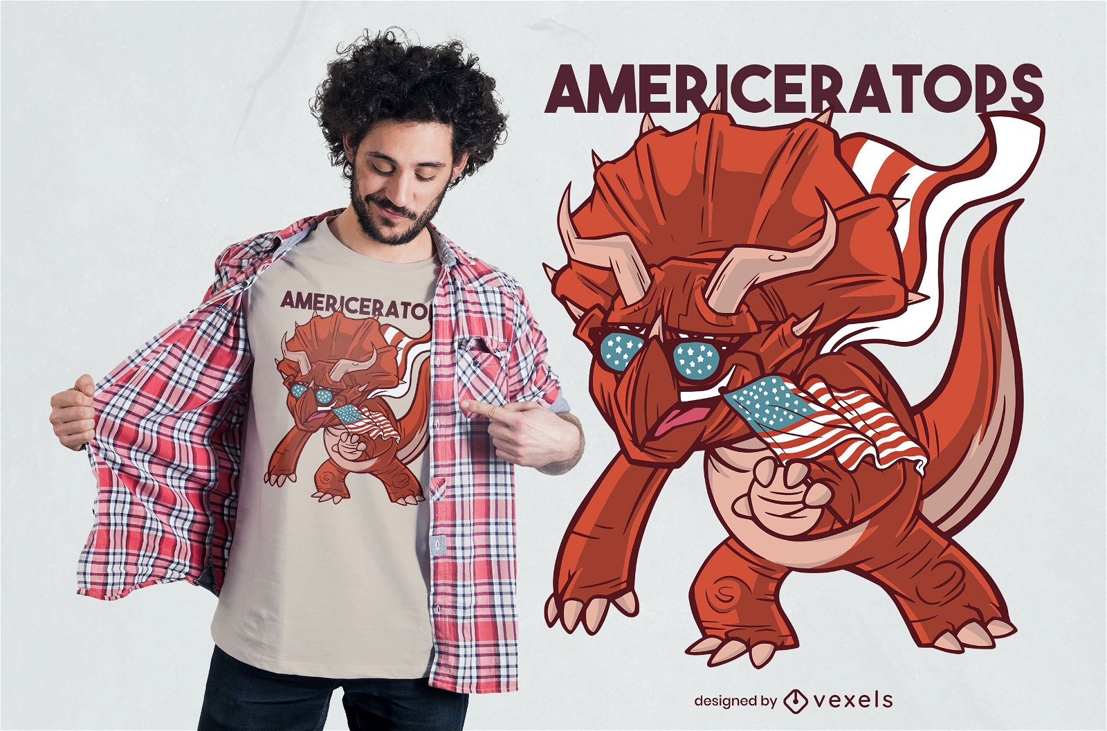 Amerikanischer Triceratops T-Shirt Entwurf