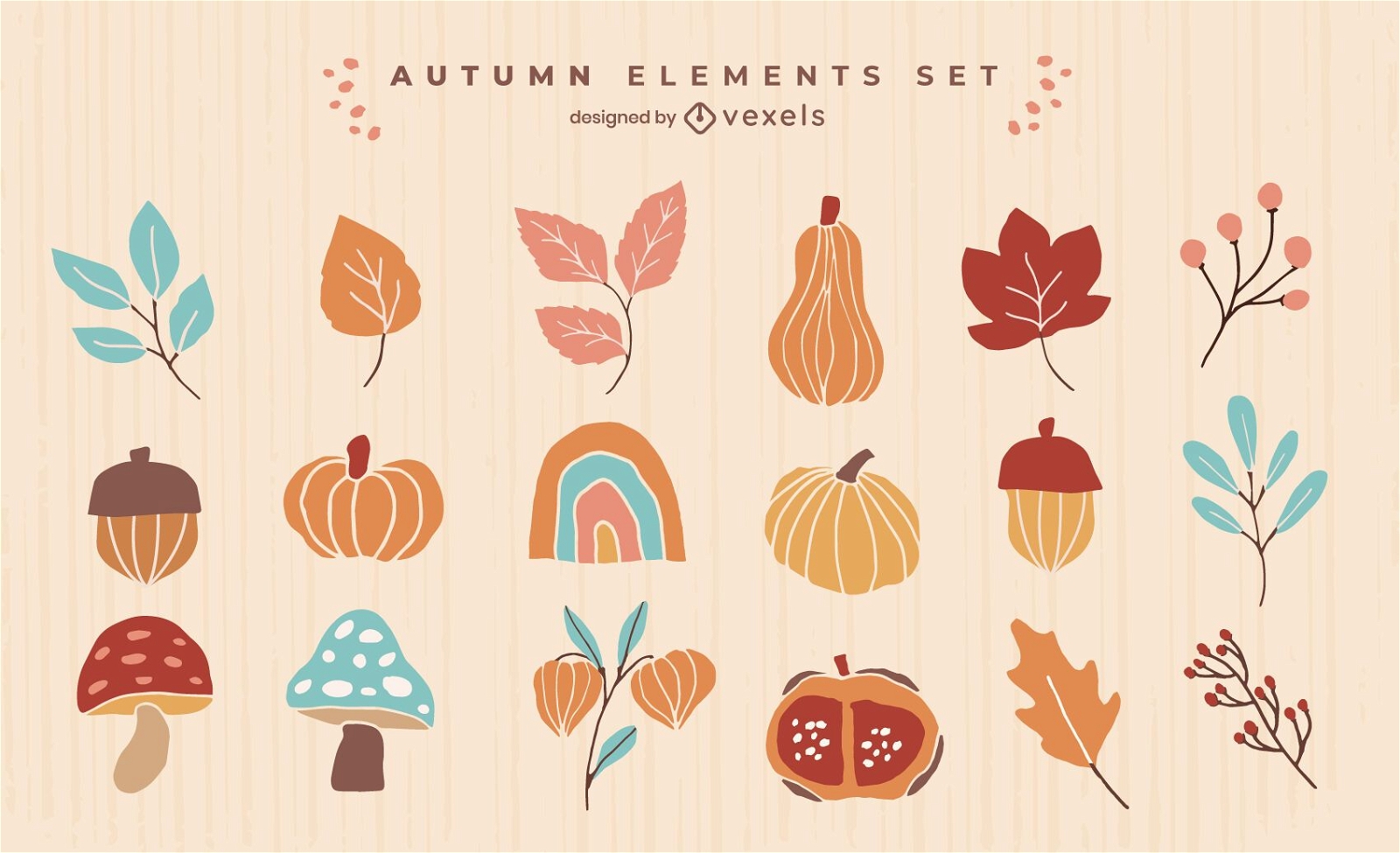 conjunto de colección de elementos de otoño