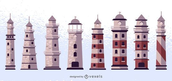 Conjunto de diseño de faro de colores