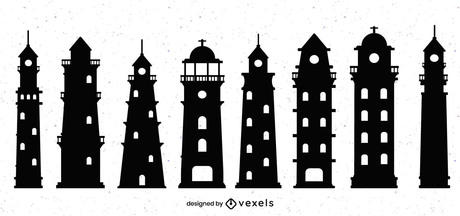 Lighthouse Silhouette Design Set - Vector Download