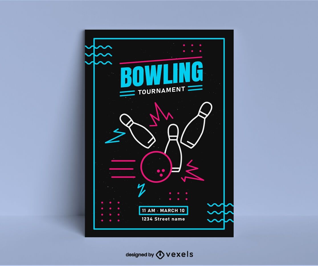 Lebendiges Bowling-Turnierplakat