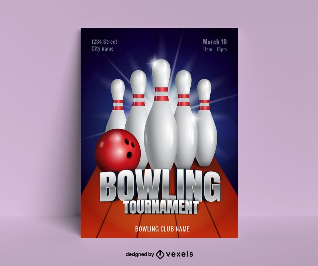 Bowling Realistic Poster Design