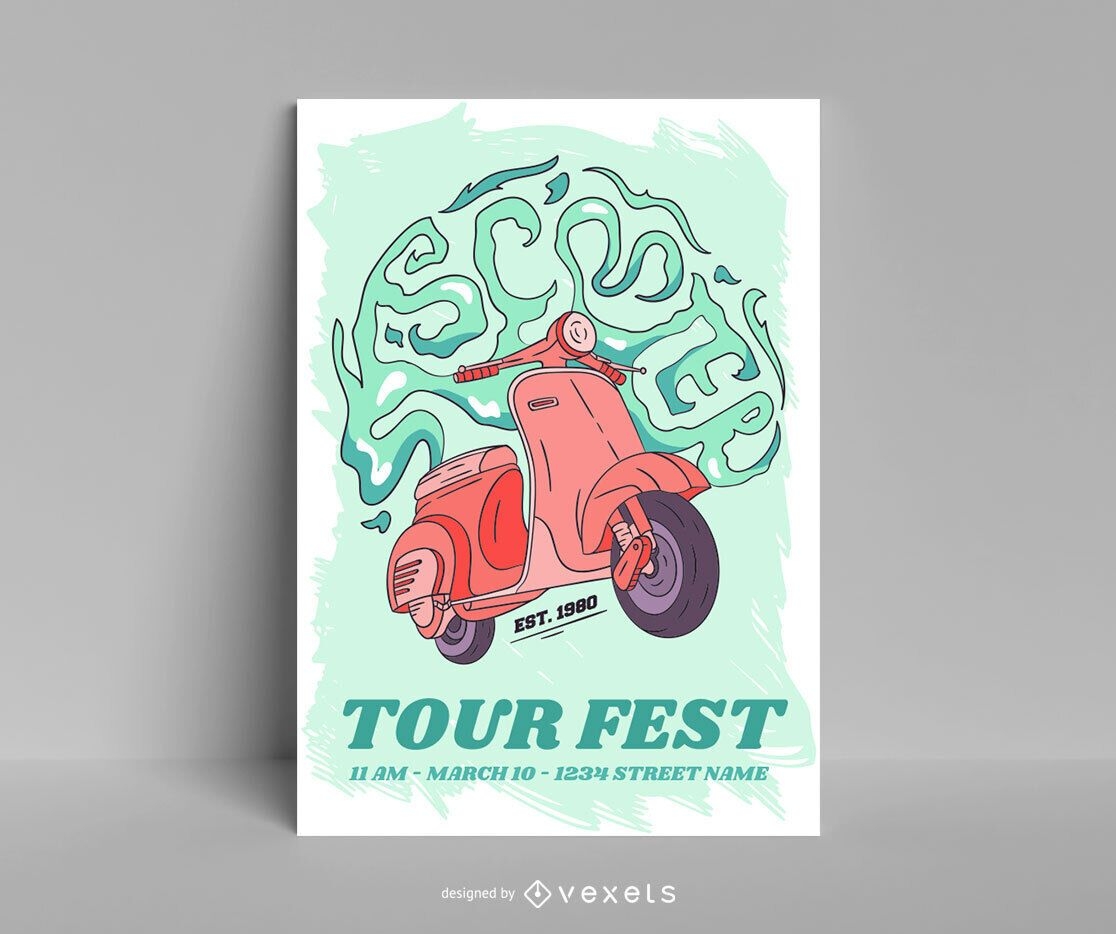 Design de p?ster de scooter Tour Fest