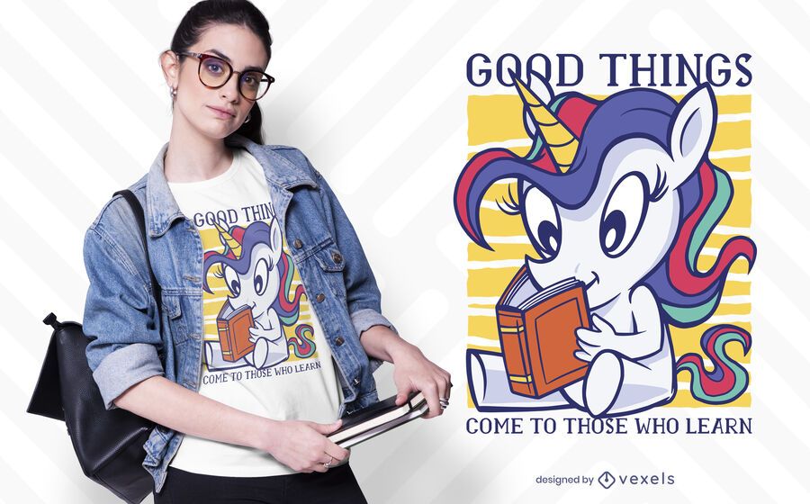 unicorn reading t-shirt design unicorn reading t-shirt design