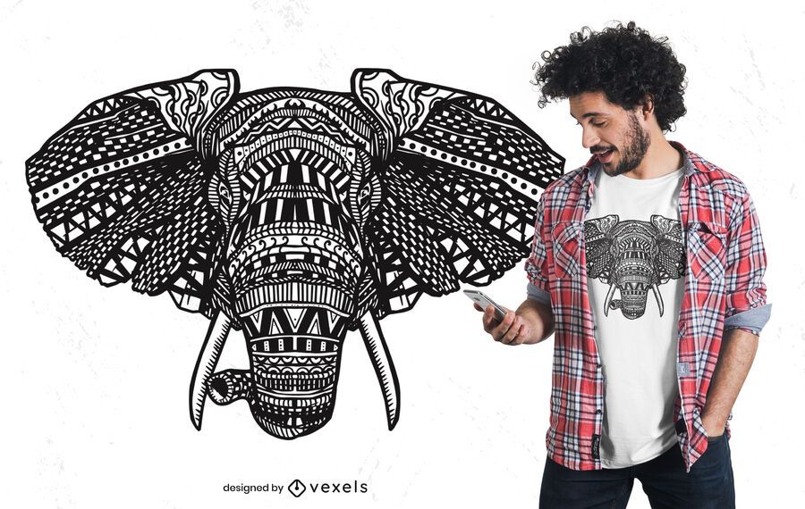 Diseño de camiseta de elefante africano Mandala Diseño de camiseta de elefante africano Mandala