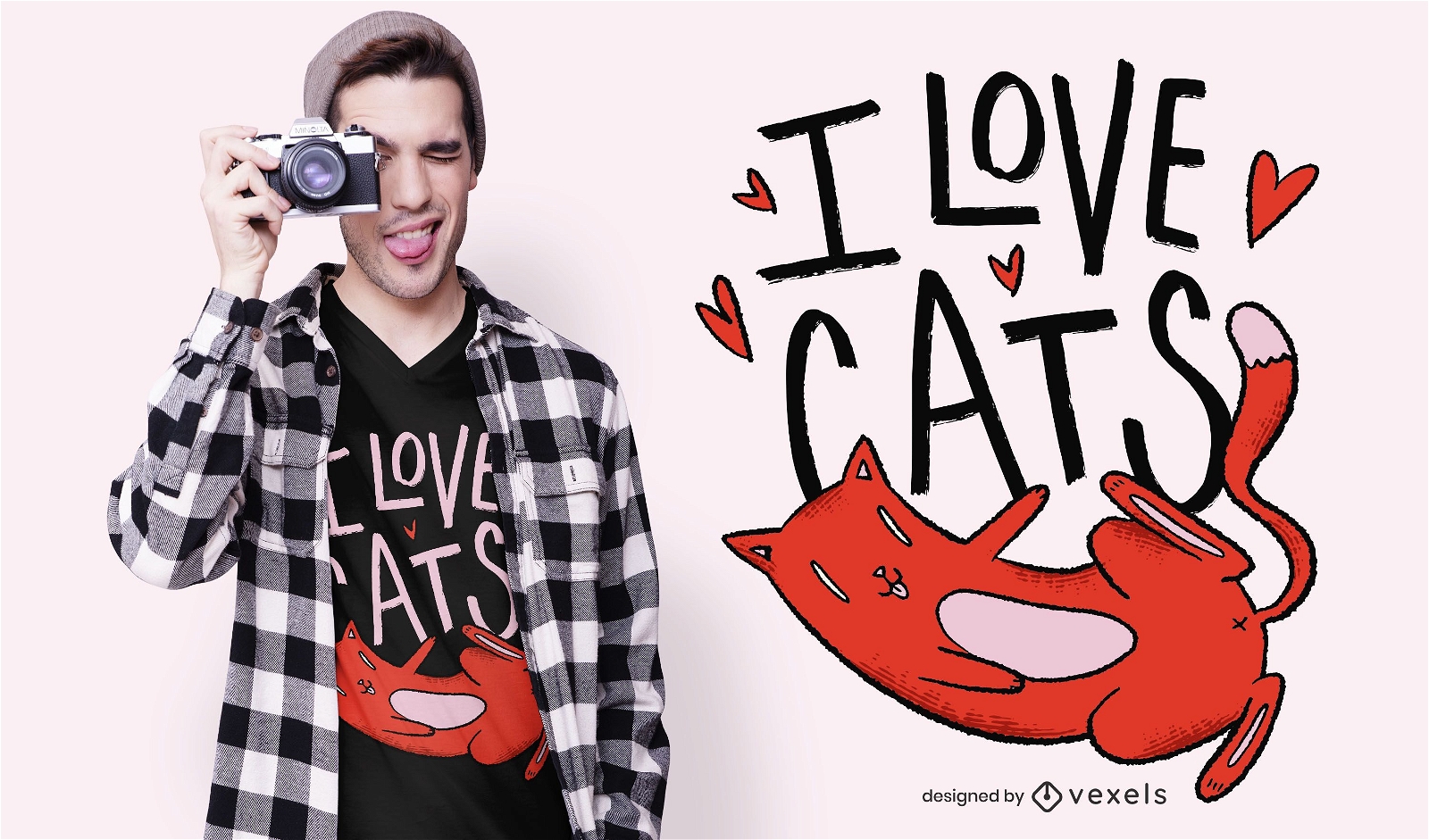 Dise?o de camiseta I Love Cats