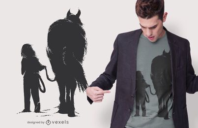 Diseño de camiseta de niña con caballo Diseño de camiseta de niña con caballo